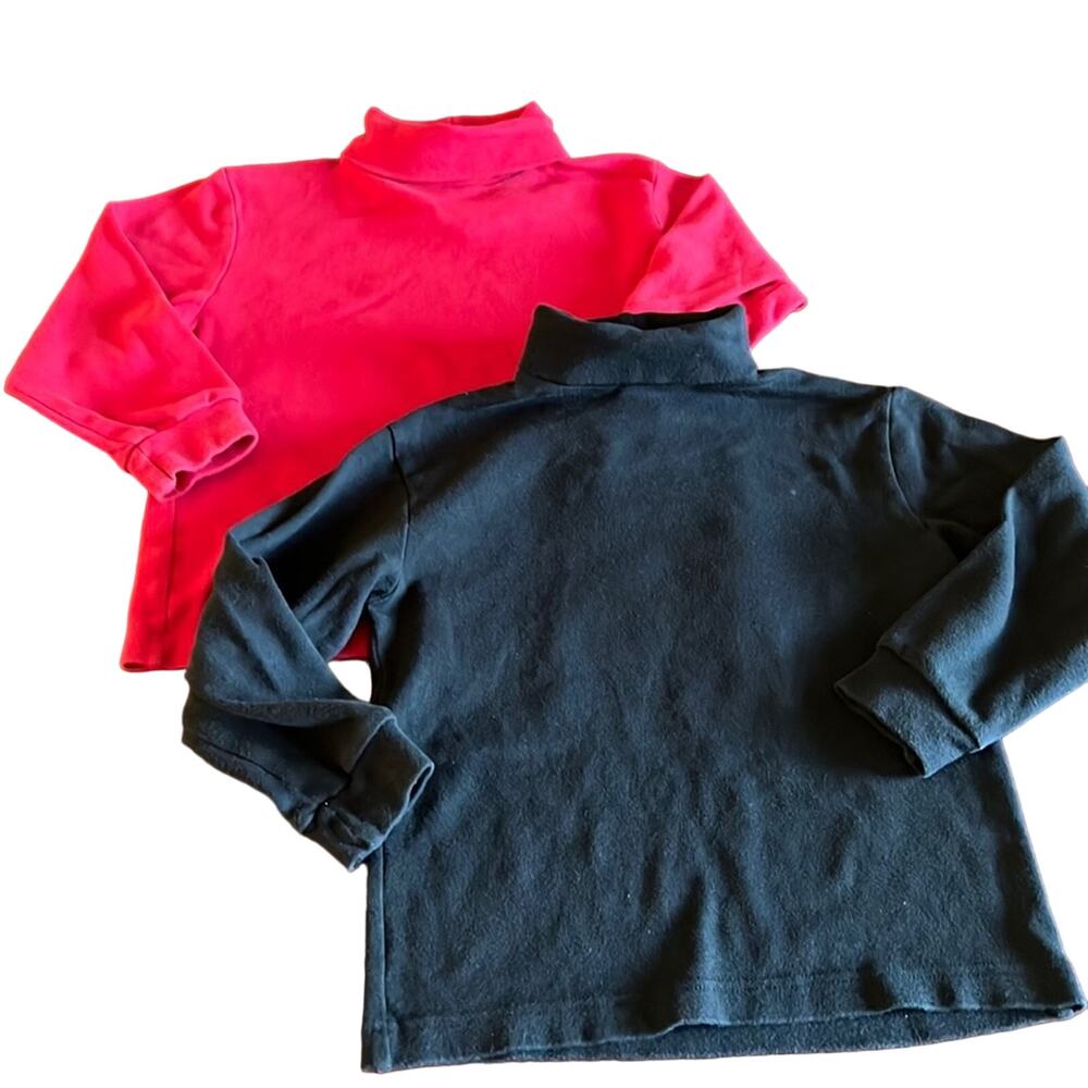 Gap Boys XS (4) Bundle of 2 Turtleneck Tops Black Red Cotton Knit